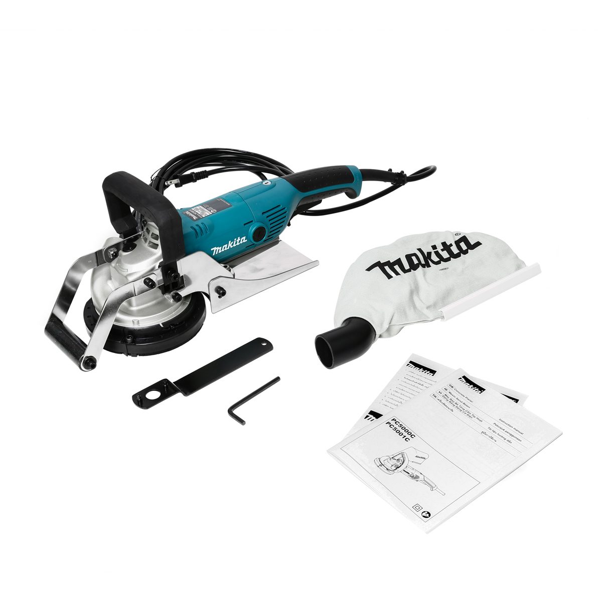 MAKITA เครื่องขัดคอนกรีต ขนาด 5 นิ้ว (125 มม.) รุ่น PC5001C กำลังไฟ 1,400 วัตต์ ความเร็วรอบ 10,000 รอบ/นาที มีถุงเก็บฝุ่น ฉนวนสองชั้น มีระบบ