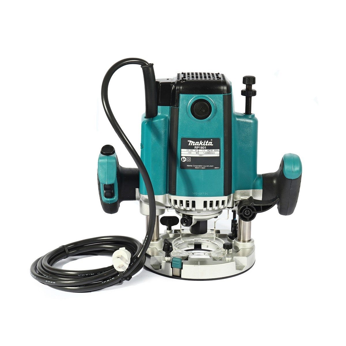 MAKITA เครื่องเร้าเตอร์ ขนาด 1/2 นิ้ว (12 มม.) กำลังไฟ 1,650 วัตต์ รุ่น RP1801X05 ความเร็วรอบตัวเปล่า 22,000 รอบ/นาที มีระบบเบรกไฟฟ้า พร้อมห
