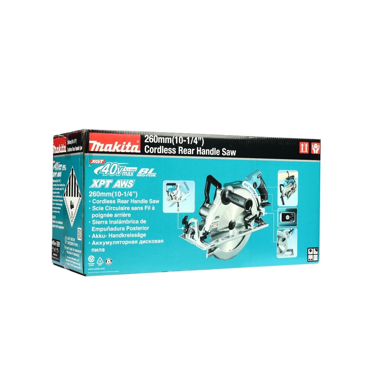 MAKITA เลื่อยวงเดือน 40VMAX 10 นิ้ว รุ่น RS002GT101 ความเร็วรอบตัวเปล่า 4,000 รอบ/นาที รวมแบตเตอรี่-แท่นชาร์จ (มากีต้า)