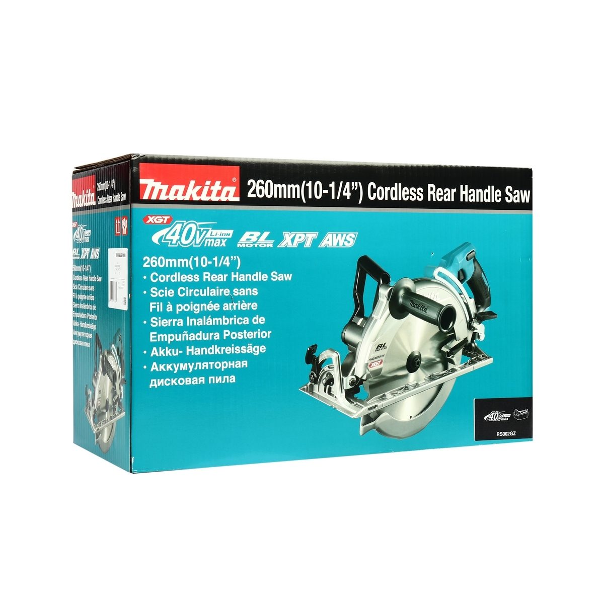 MAKITA เลื่อยวงเดือน 40VMAX 10 นิ้ว รุ่น RS002GZ ความเร็วรอบตัวเปล่า 4,000 รอบ/นาที รวมแบตเตอรี่-แท่นชาร์จ (มากีต้า)