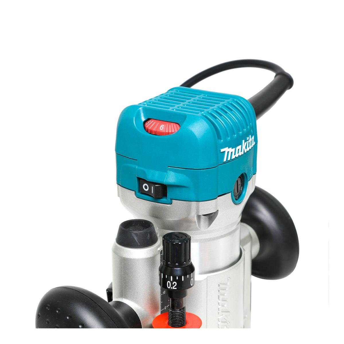 MAKITA ทริมเมอร์ กำลังไฟ 710 วัตต์ ขนาด 6 มม. (1/4 นิ้ว), 8 มม. (3/8 นิ้ว) รุ่น RT0700CX3 ความเร็วรอบตัวเปล่า 10,000 - 30,000 รอบ/นาที (มากี