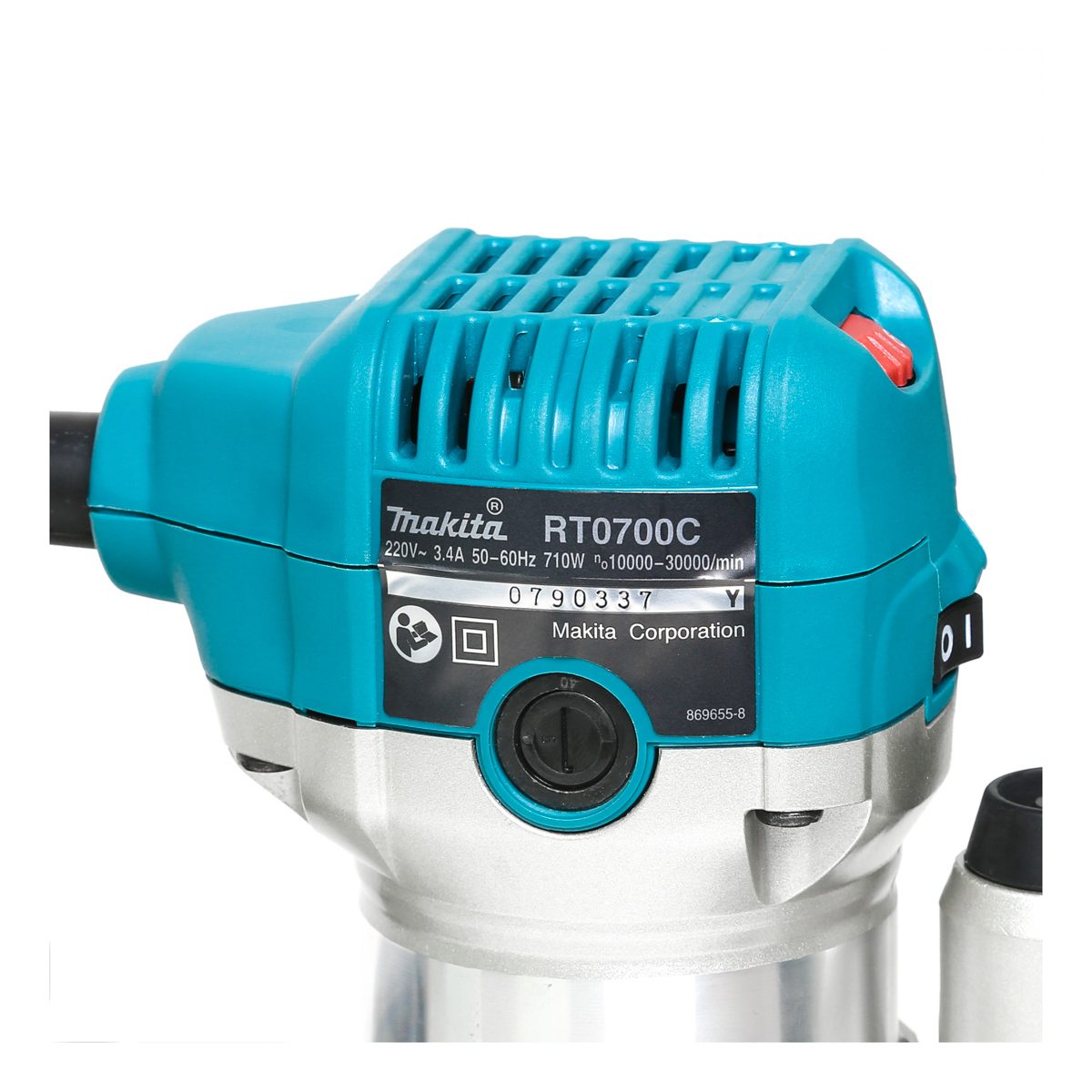MAKITA ทริมเมอร์ กำลังไฟ 710 วัตต์ ขนาด 6 มม. (1/4 นิ้ว), 8 มม. (3/8 นิ้ว) รุ่น RT0700CX3 ความเร็วรอบตัวเปล่า 10,000 - 30,000 รอบ/นาที (มากี