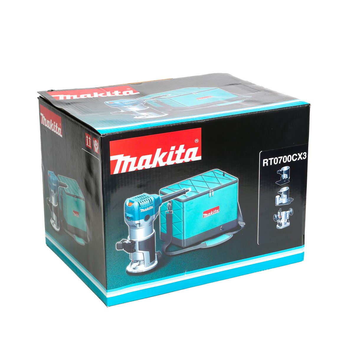 MAKITA ทริมเมอร์ กำลังไฟ 710 วัตต์ ขนาด 6 มม. (1/4 นิ้ว), 8 มม. (3/8 นิ้ว) รุ่น RT0700CX3 ความเร็วรอบตัวเปล่า 10,000 - 30,000 รอบ/นาที (มากี