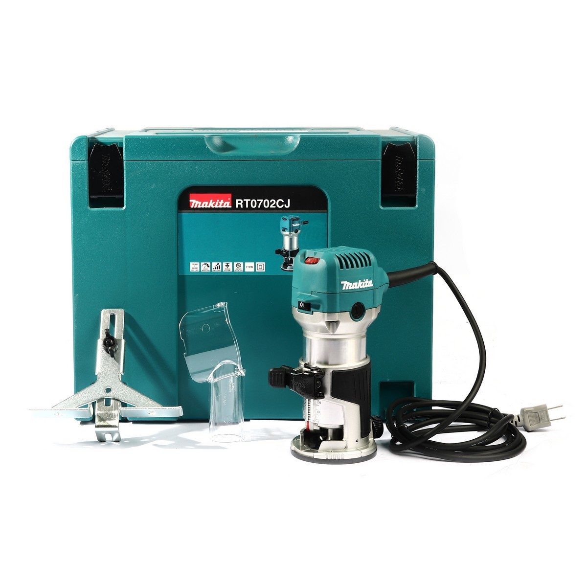 MAKITA ทริมเมอร์ ขนาด 6 มม. (1/4 นิ้ว), 8 มม. (3/8 นิ้ว) กำลังไฟ 710 วัตต์ รุ่น RT0702CJ ความเร็วรอบตัวเปล่ 10,000 - 34,000 รอบ/นาที (มากีต้