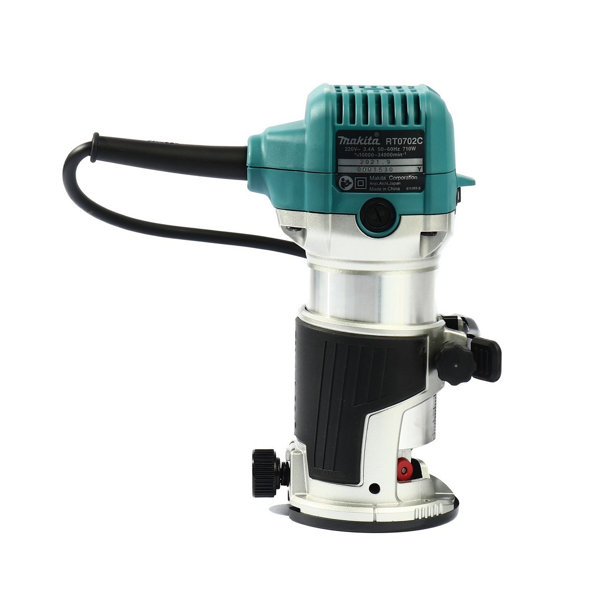 MAKITA ทริมเมอร์ ขนาด 6 มม. (1/4 นิ้ว), 8 มม. (3/8 นิ้ว) กำลังไฟ 710 วัตต์ รุ่น RT0702CJ ความเร็วรอบตัวเปล่ 10,000 - 34,000 รอบ/นาที (มากีต้