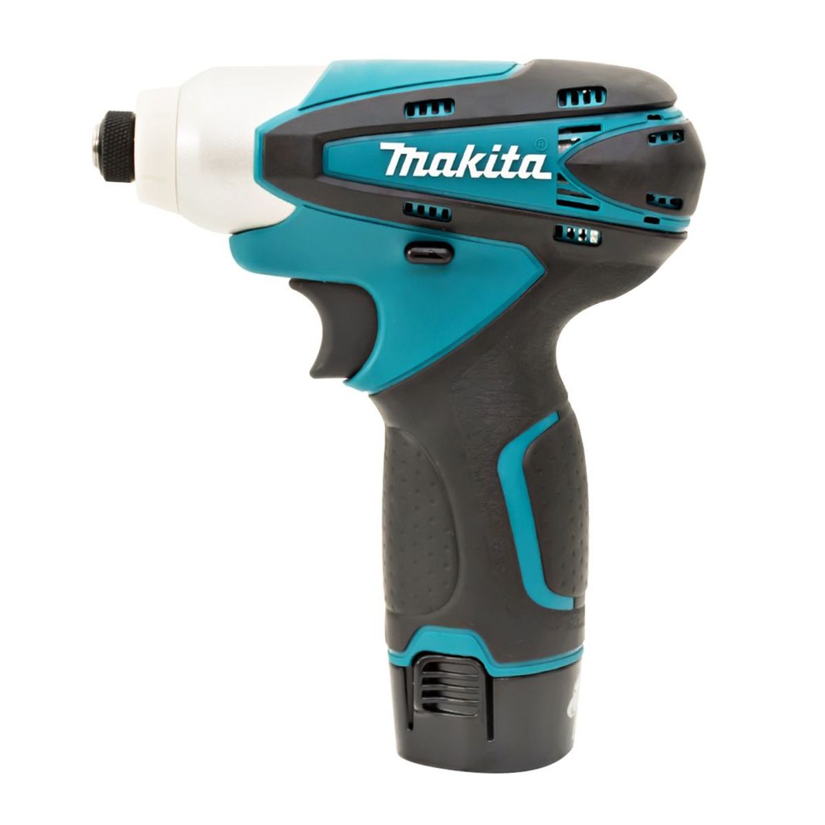 MAKITA สว่านไขควงกระแทกไร้สาย 10.8 โวลต์ 1/4 นิ้ว รุ่น TD090DWE แรงบิดสูงสุด 90 นิวตันเมตร รวมแบตเตอรี่และแท่นชาร์จ (มากีต้า)