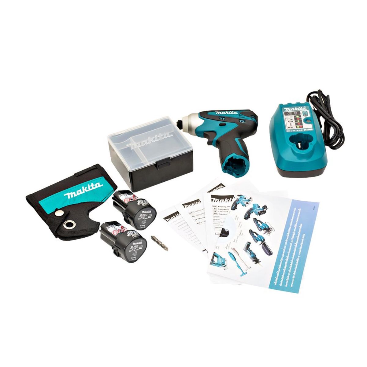 MAKITA สว่านไขควงกระแทกไร้สาย 10.8 โวลต์ 1/4 นิ้ว รุ่น TD090DWE แรงบิดสูงสุด 90 นิวตันเมตร รวมแบตเตอรี่และแท่นชาร์จ (มากีต้า)
