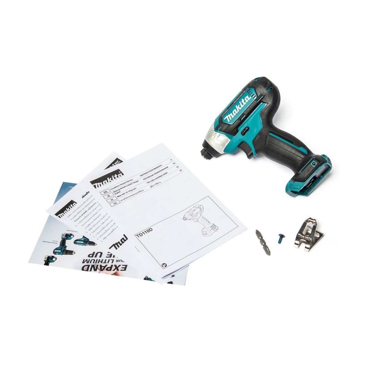 MAKITA สว่านไขควงกระแทกไร้สาย 12 โวลต์ 1/4 นิ้ว รุ่น TD110DZ แรงบิดสูงสุด 110 นิวตันเมตร ไม่รวมแบตเตอรี่และแท่นชาร์จ (มากีต้า)