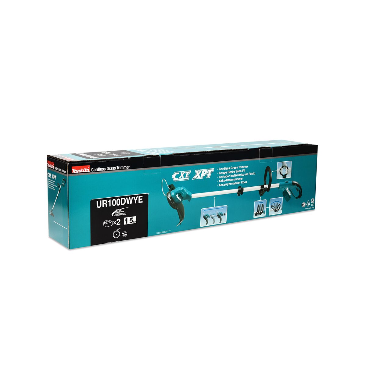 MAKITA เครื่องตัดหญ้าไร้สาย 12 โวลต์ สีชมพู รุ่น UR100DWYE ความเร็วรอบตัวเปล่า 10,000 รอบ/นาที UR100DSAP รวมแบตเตอรี่-แท่นชาร์จ (มากีต้า)