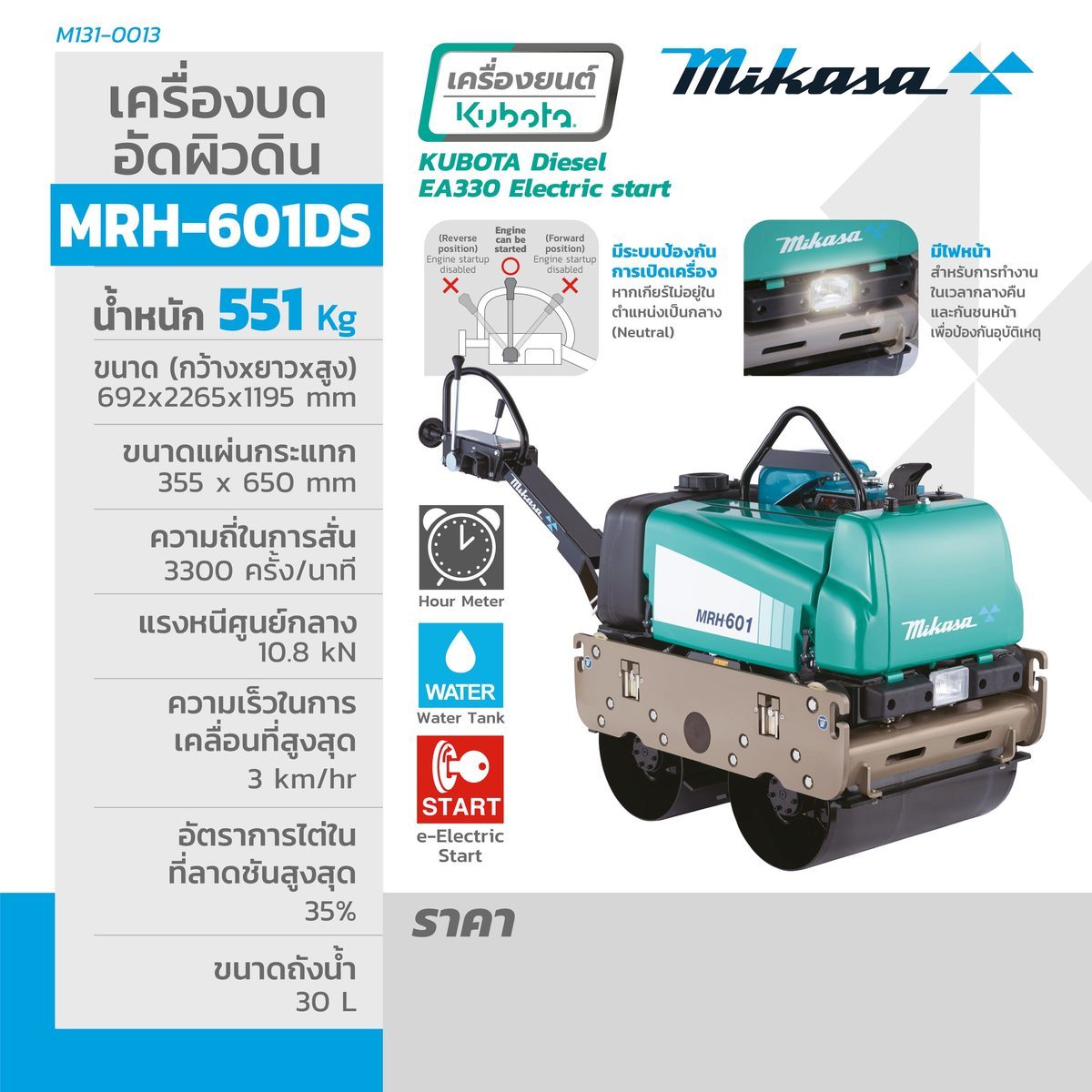 MRH-601DSเครื่องบดอัดผิวดิน(WATER COOLED