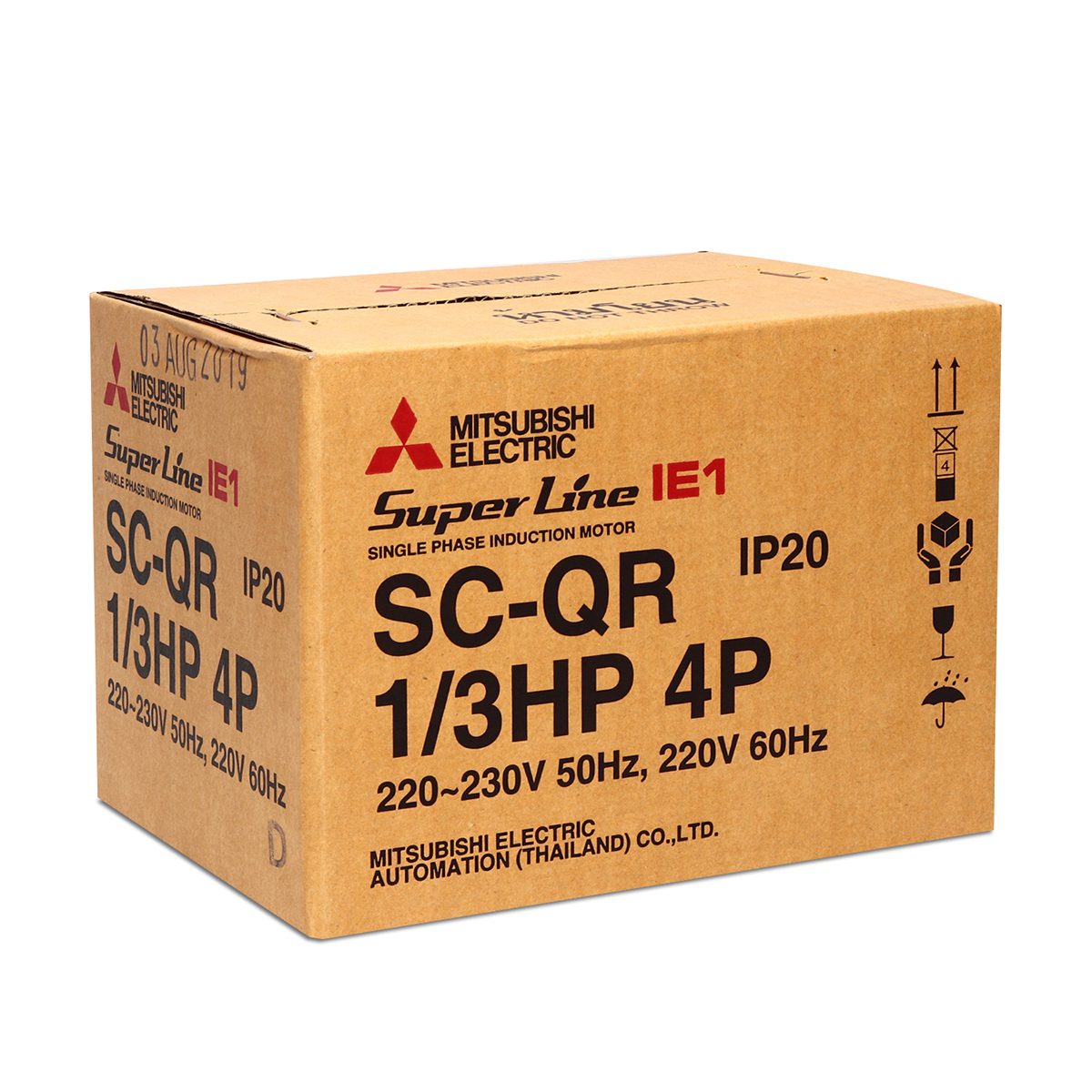 มอเตอร์ MITSUBISHI รุ่น SC-QR กำลัง 1/3 แรงม้า (0.25 กิโลวัตต์) 1 เฟส 220 โวลต์ 4 โพล 2 สาย IP20 ความเร็วรอบ 1450 RPM (รอบต่อนาที)