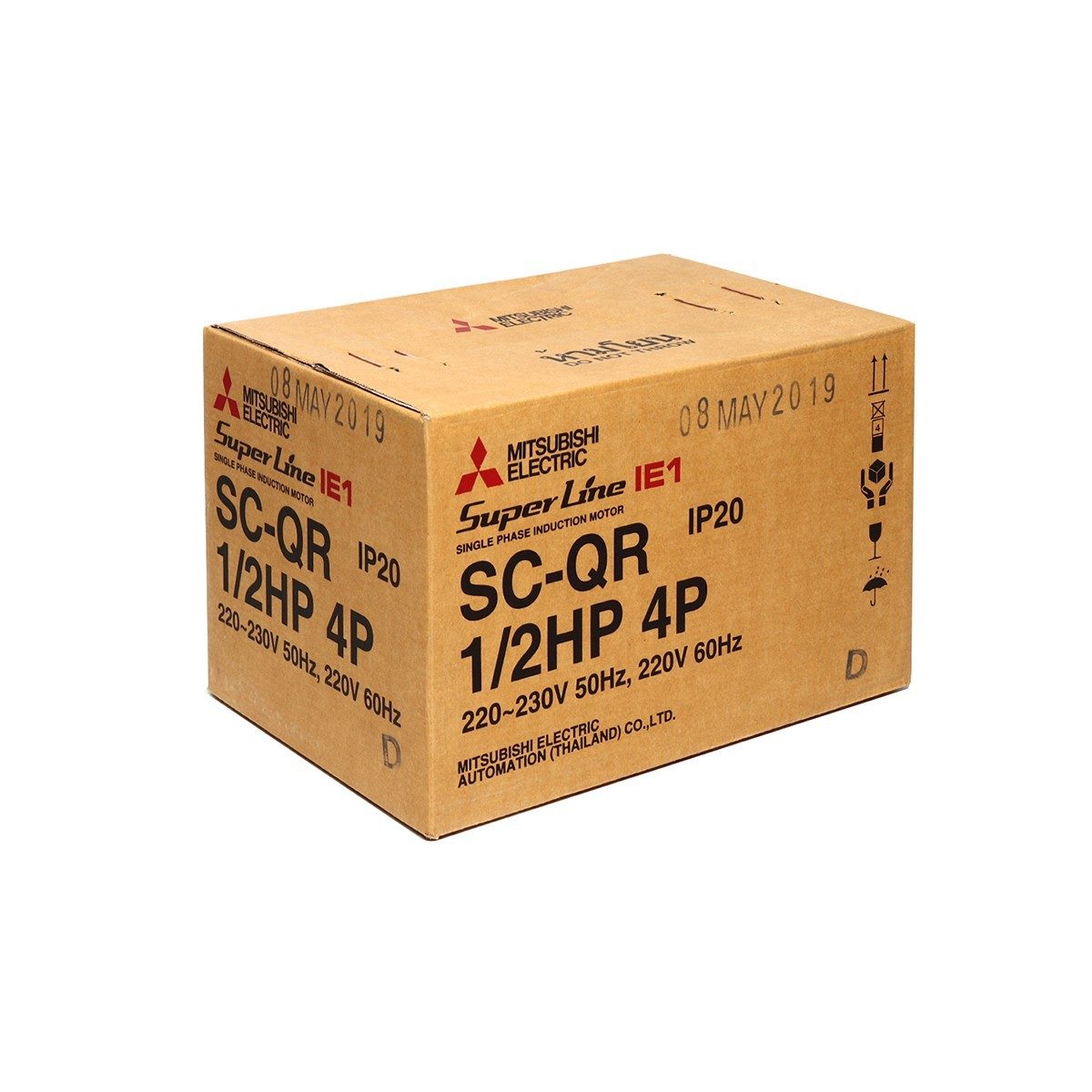 มอเตอร์ MITSUBISHI รุ่น SC-QR กำลัง 1/2 แรงม้า (0.4 กิโลวัตต์) 1 เฟส 220 โวลต์ 4 โพล 2 สาย IP20 ความเร็วรอบ 1450 RPM (รอบต่อนาที)