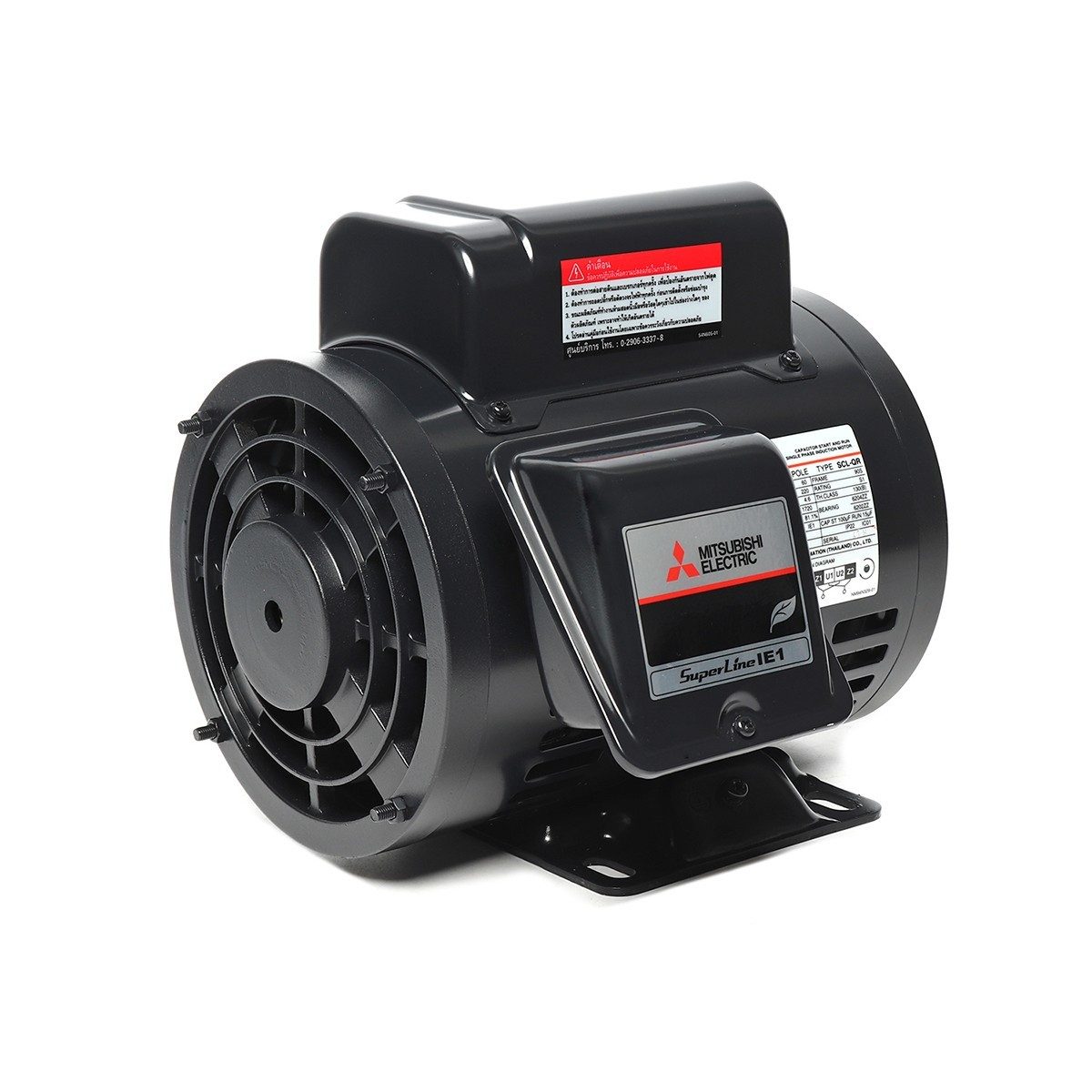 มอเตอร์ MITSUBISHI รุ่น SCL-QR กำลัง 1 แรงม้า (0.75 กิโลวัตต์) 1 เฟส 220 โวลต์ 4 โพล 2 สาย IP22 ความเร็วรอบ 1450 RPM (รอบต่อนาที)