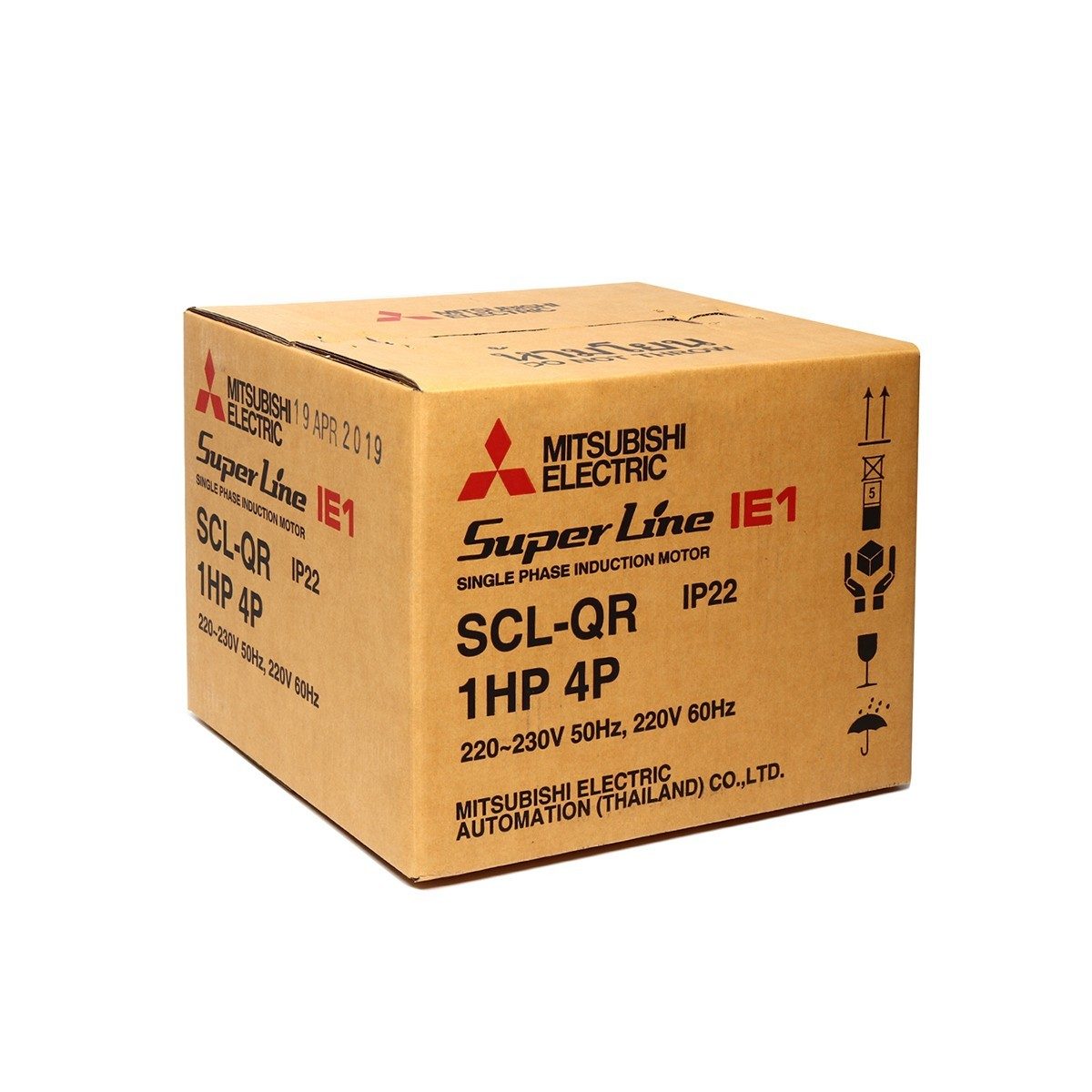 มอเตอร์ MITSUBISHI รุ่น SCL-QR กำลัง 1 แรงม้า (0.75 กิโลวัตต์) 1 เฟส 220 โวลต์ 4 โพล 2 สาย IP22 ความเร็วรอบ 1450 RPM (รอบต่อนาที)
