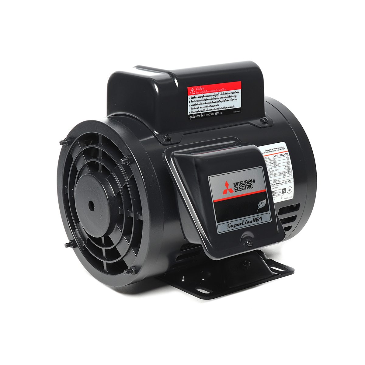 มอเตอร์ MITSUBISHI รุ่น SCL-QR กำลัง 1.5 แรงม้า (1.1 กิโลวัตต์) 1 เฟส 220 โวลต์ 4 โพล 2 สาย IP22 ความเร็วรอบ 1450 RPM (รอบต่อนาที)