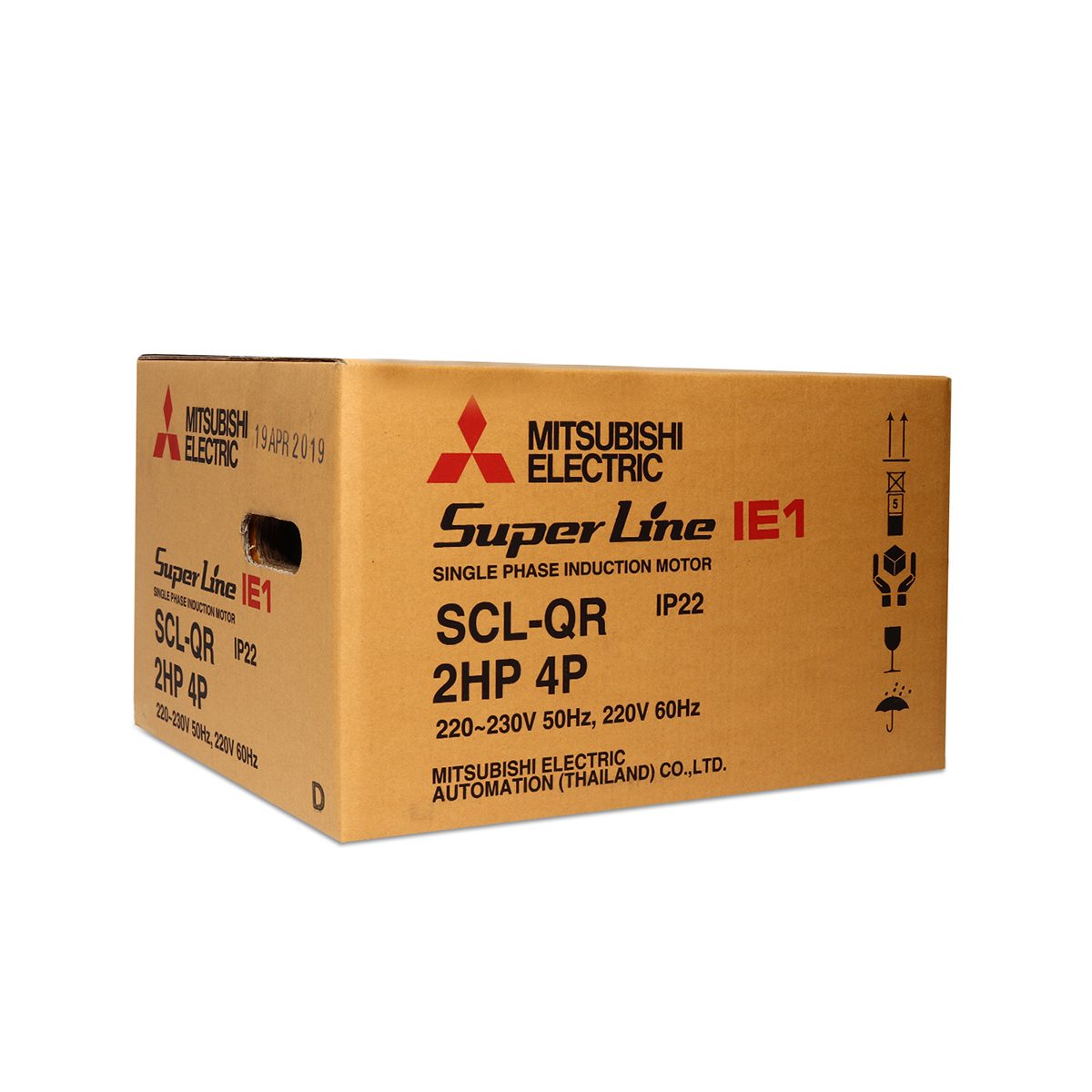มอเตอร์ MITSUBISHI รุ่น SCL-QR กำลัง 2 แรงม้า (1.5 กิโลวัตต์) 1 เฟส 220 โวลต์ 4 โพล 2 สาย IP22 ความเร็วรอบ 1450 RPM (รอบต่อนาที)