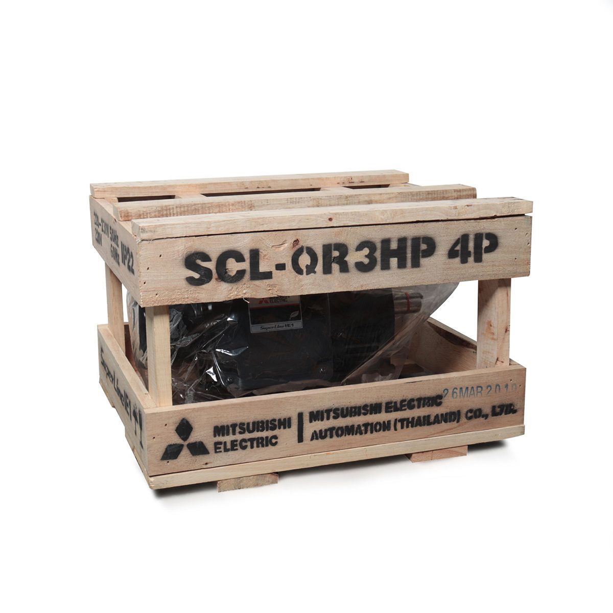 มอเตอร์ MITSUBISHI รุ่น SCL-QR กำลัง 3 แรงม้า (2.2 กิโลวัตต์) 1 เฟส 220 โวลต์ 4 โพล 2 สาย IP22 ความเร็วรอบ 1450 RPM (รอบต่อนาที)
