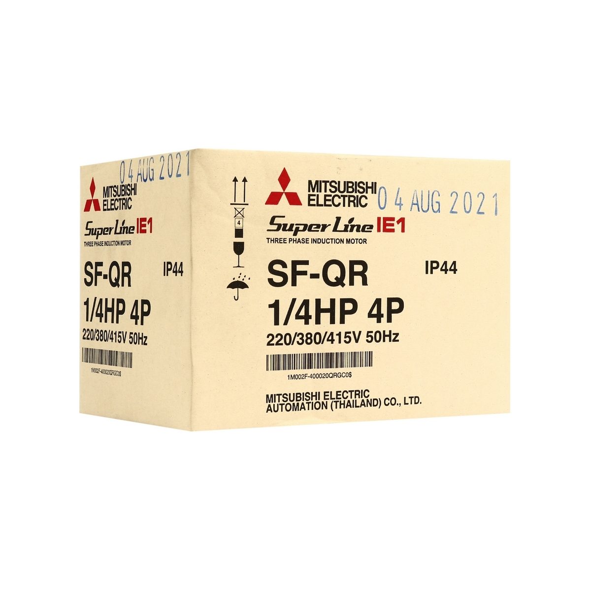 MITSUBISHI มอเตอร์ รุ่น SF-QR กำลัง 1/4 แรงม้า (0.2 กิโลวัตต์) ชนิดหุ้มมิด 3 เฟส 220/380 โวลต์ 4 โพล 3 สาย IP44 ความเร็วรอบ 1450 รอบ/นาที (ม
