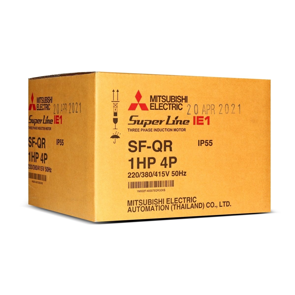 MITSUBISHI มอเตอร์ รุ่น SF-QR กำลัง 1 แรงม้า (0.75 กิโลวัตต์) ชนิดหุ้มมิด 3 เฟส 220/380 โวลต์ 4 โพล 3 สาย IP55 ความเร็วรอบ 1450 รอบ/นาที (มิ
