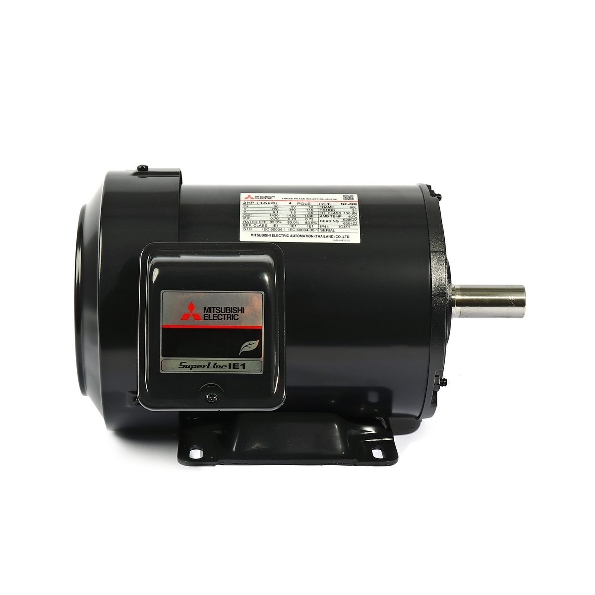 MITSUBISHI มอเตอร์ รุ่น SF-QR กำลัง 2 แรงม้า (1.5 กิโลวัตต์) ชนิดหุ้มมิด 3 เฟส 220/380 โวลต์ 4 โพล 3 สาย IP44 ความเร็วรอบ 1450 รอบ/นาที (มิต
