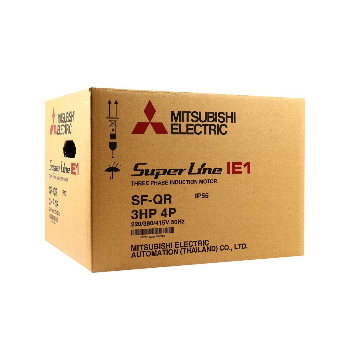 MITSUBISHI มอเตอร์ รุ่น SF-QR กำลัง 3 แรงม้า (2.2 กิโลวัตต์) ชนิดหุ้มมิด 3 เฟส 220/380 โวลต์ 4 โพล 3 สาย IP44 ความเร็วรอบ 1450 รอบ/นาที (มิต