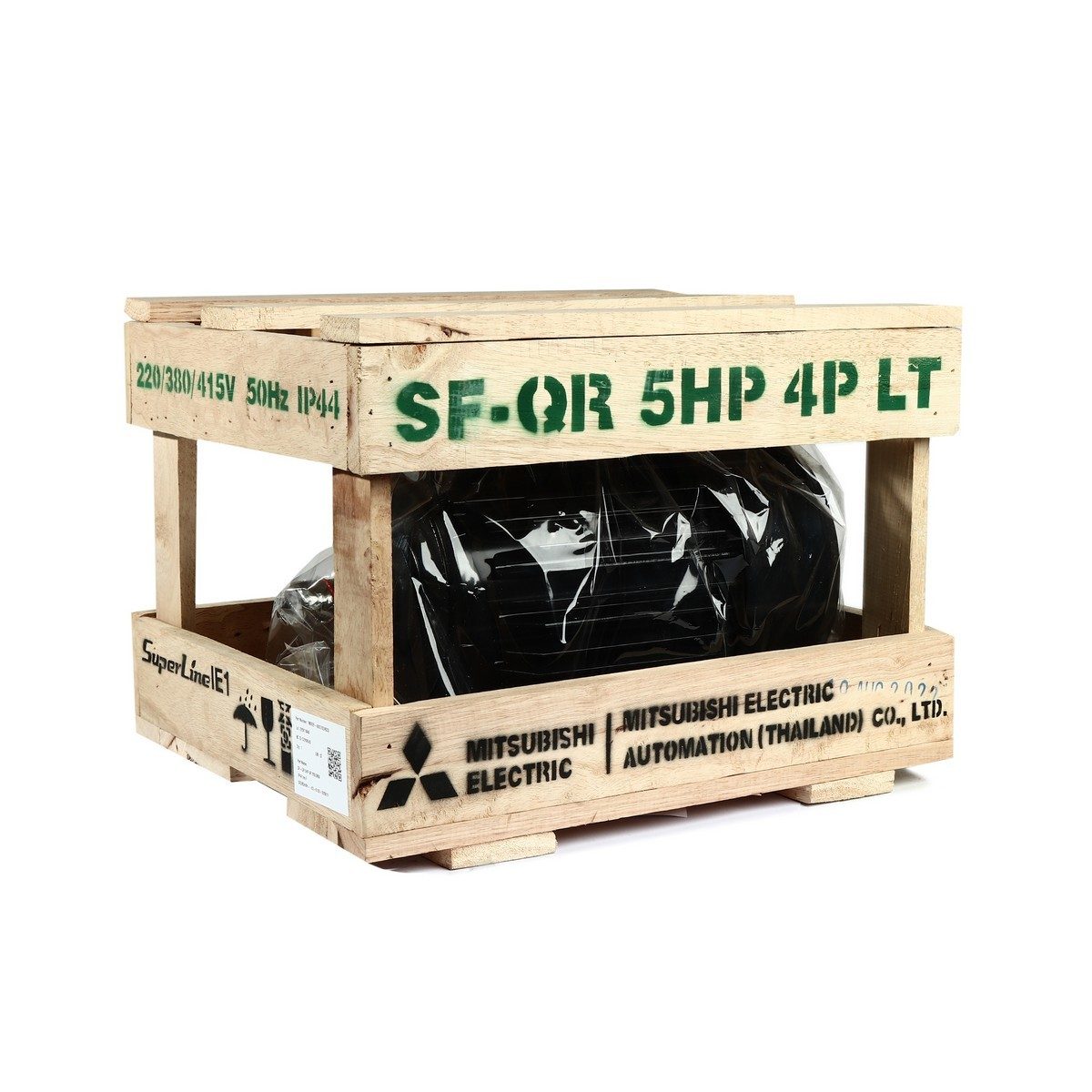 MITSUBISHI มอเตอร์ รุ่น SF-QR ชนิดหุ้มมิด กำลัง 5 แรงม้า (3.7 กิโลวัตต์) 3 เฟส 220/380 โวลต์ 4 โพล 3 สาย IP44 ความเร็วรอบ 1450 รอบ/นาที (มิต