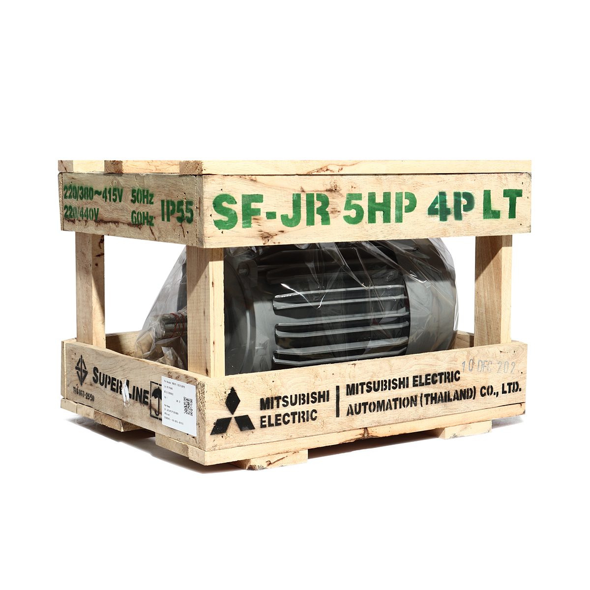 MITSUBISHI มอเตอร์ รุ่น SF-QR ชนิดหุ้มมิด กำลัง 5 แรงม้า (3.7 กิโลวัตต์) 3 เฟส 220/380 โวลต์ 4 โพล 3 สาย IP55 ความเร็วรอบ 1450 รอบ/นาที (มิต