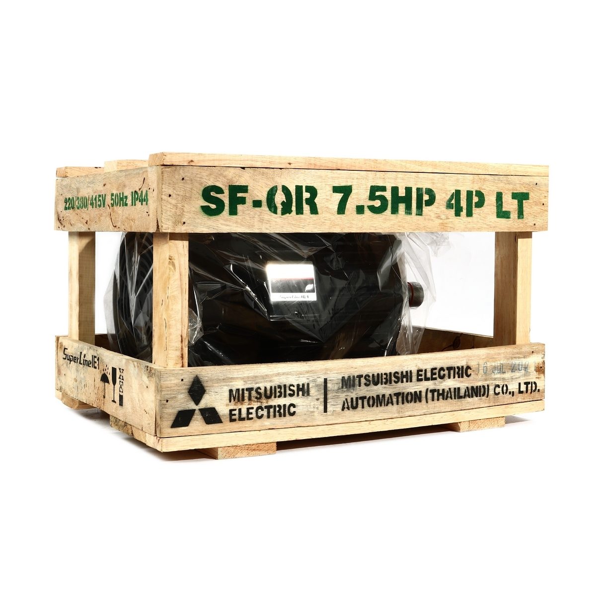MITSUBISHI มอเตอร์ รุ่น SF-QR กำลัง 7.5 แรงม้า (5.5 กิโลวัตต์) ชนิดหุ้มมิด 3 เฟส 220/380 โวลต์ 4 โพล 3 สาย IP44 ความเร็วรอบ 1450 รอบ/นาที (ม
