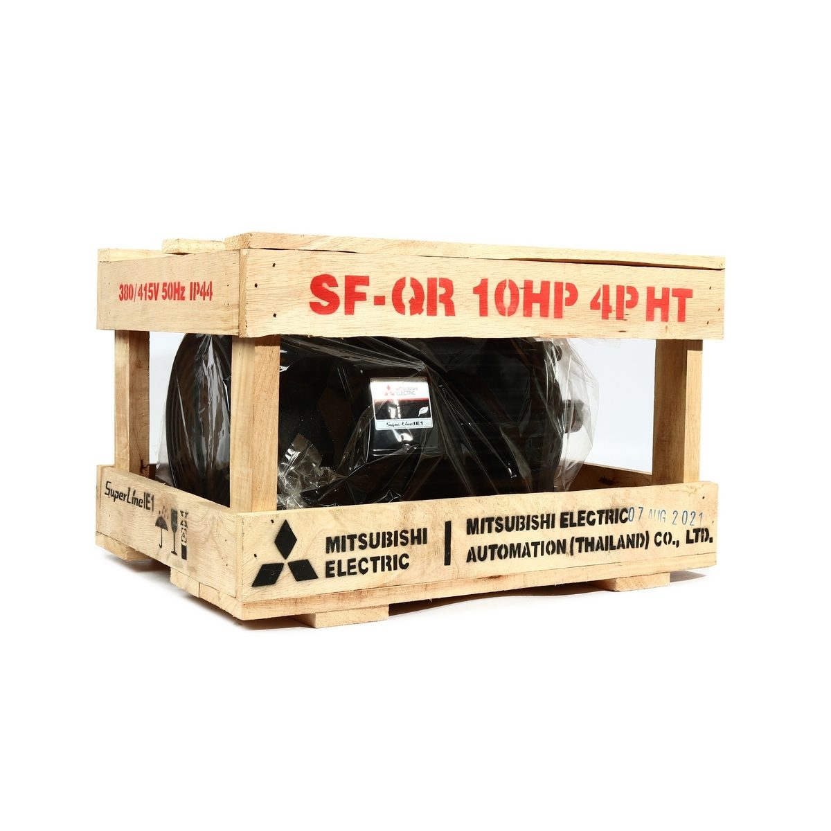 MITSUBISHI มอเตอร์ รุ่น SF-QR กำลัง 10 แรงม้า (7.5 กิโลวัตต์) ชนิดหุ้มมิด 3 เฟส 380/415 โวลต์ 4 โพล 3 สาย IP44 ความเร็วรอบ 1450 รอบ/นาที (มิ
