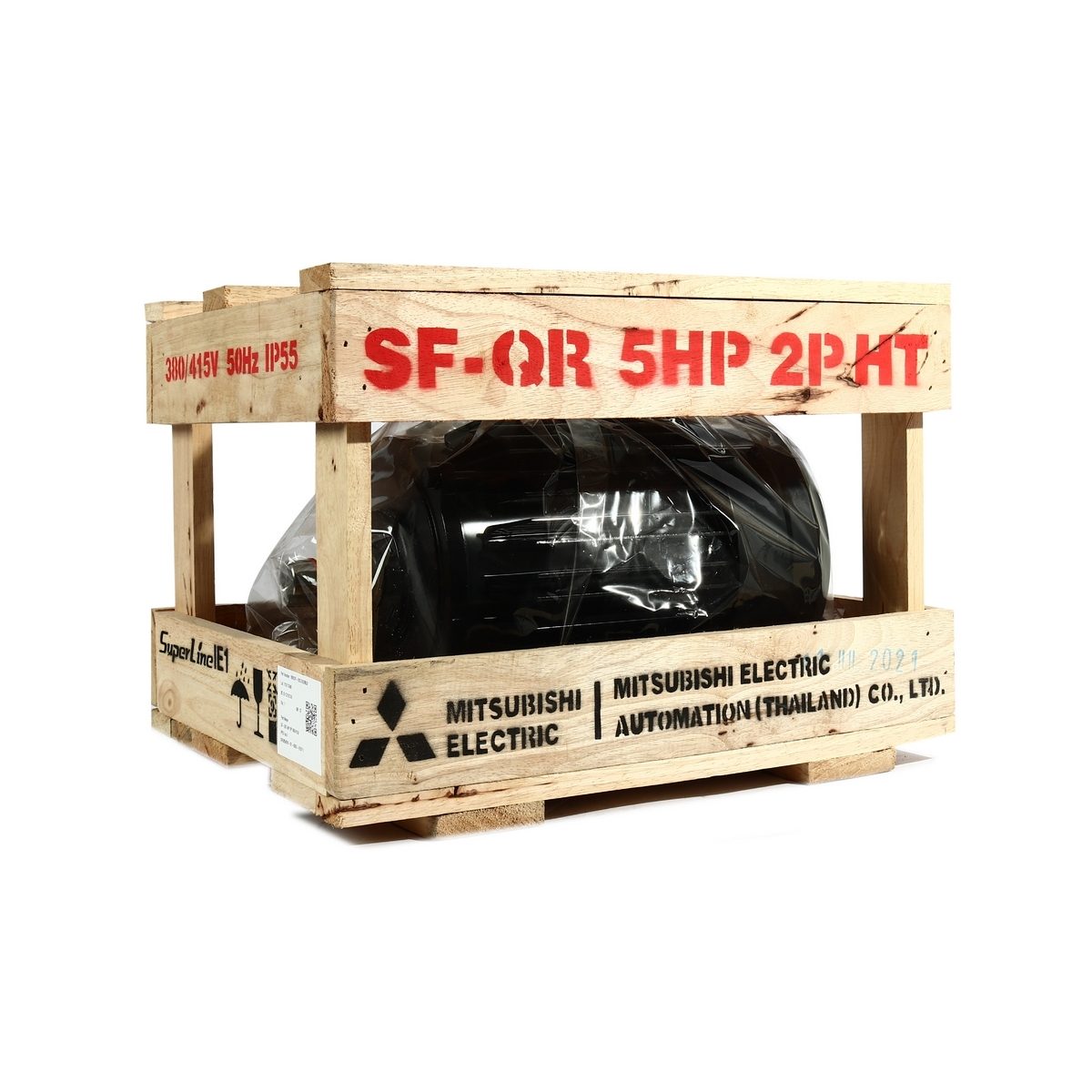 MITSUBISHI มอเตอร์ รุ่น SF-QR กำลัง 5 แรงม้า (3.7 กิโลวัตต์) ชนิดหุ้มมิด 3 เฟส 380/415 โวลต์ 2 โพล 3 สาย IP55 ความเร็วรอบ 2890 รอบ/นาที (มิต