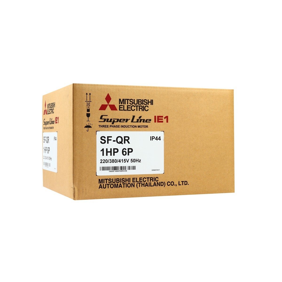MITSUBISHI มอเตอร์ รุ่น SF-QR ชนิดหุ้มมิด กำลัง 1 แรงม้า (0.75 กิโลวัตต์) 3 เฟส 220/380 โวลต์ 6 โพล 3 สาย IP44 รอบช้า 950 รอบ/นาที (มิตซูบิช