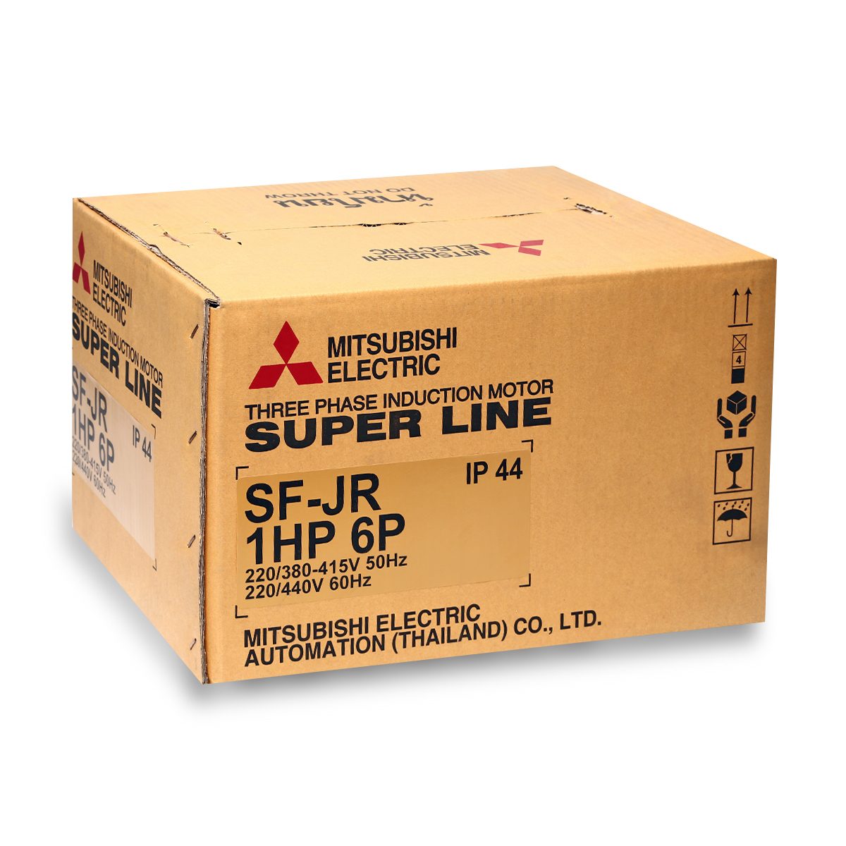 MITSUBISHI มอเตอร์ รุ่น SF-QR ชนิดหุ้มมิด กำลัง 1 แรงม้า (0.75 กิโลวัตต์) 3 เฟส 220/380 โวลต์ 6 โพล 3 สาย IP44 รอบช้า 950 รอบ/นาที (มิตซูบิช
