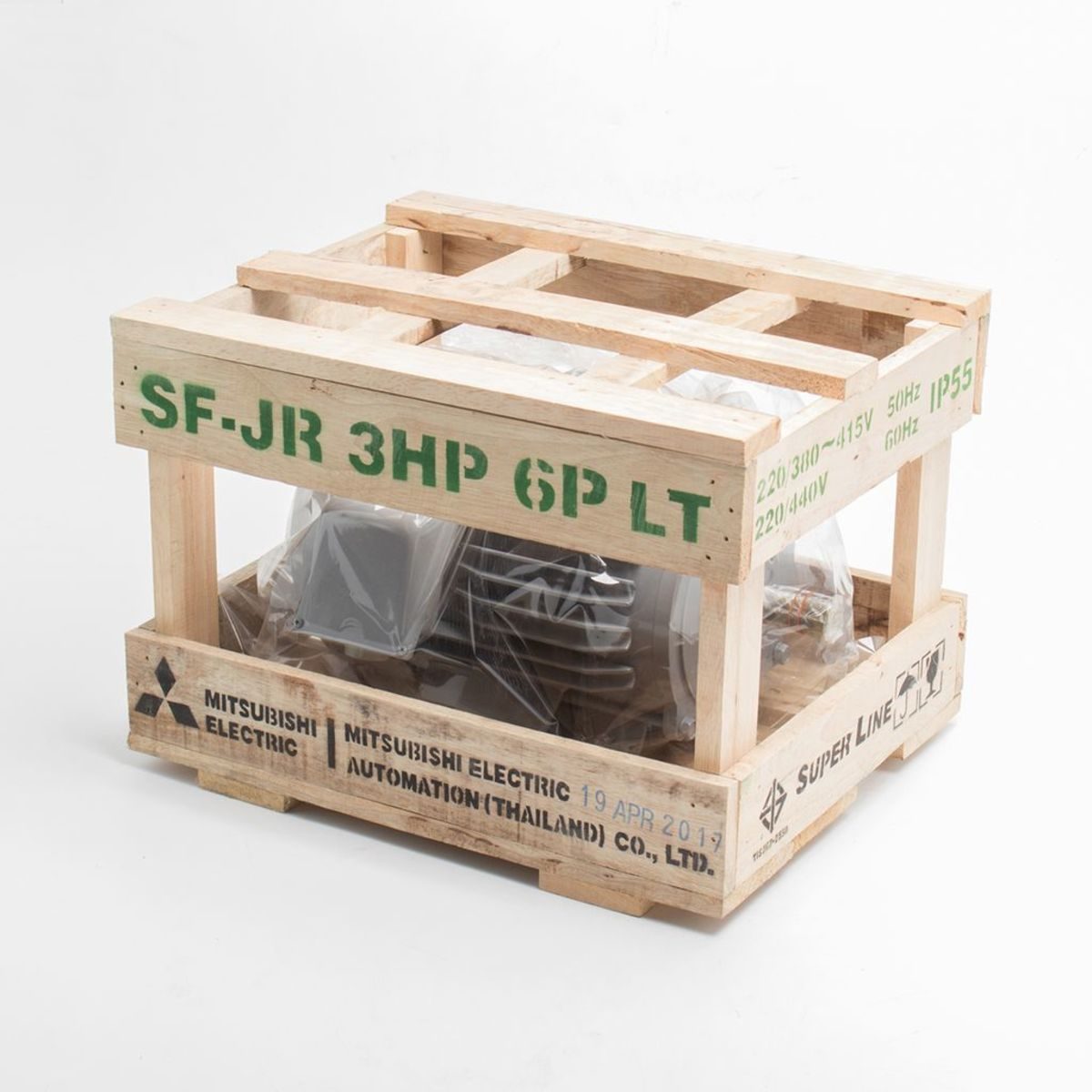 MITSUBISHI มอเตอร์ รุ่น SF-QR ชนิดหุ้มมิด กำลัง 3 แรงม้า (2.2 กิโลวัตต์) 3 เฟส 220/380 โวลต์ 6 โพล 3 สาย IP55 รอบช้า 950 รอบ/นาที (มิตซูบิชิ