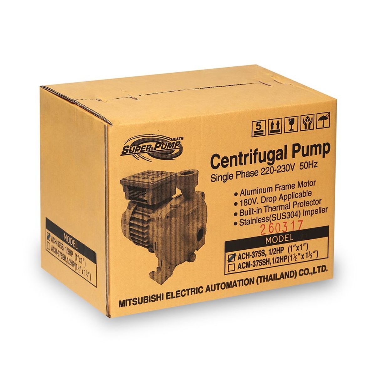 ACH-375S ปั๊มหอยโข่ง 1/2HP 1เฟส