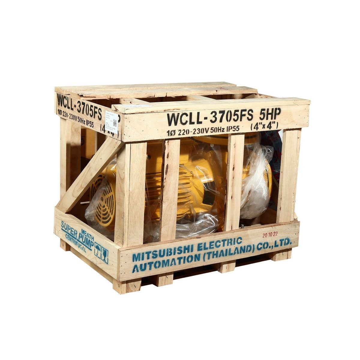 MITSUBISHI ปั๊มหอยโข่งหน้าแปลนชนิดน้ำมาก รุ่น WCLL-3705FS ขนาด 5 HP ไฟ 220V ขนาดท่อ 4"x4" กำลังส่ง 16.4-5.7 เมตร ปริมาณน้ำ 500-2000 ลิตร/นาท