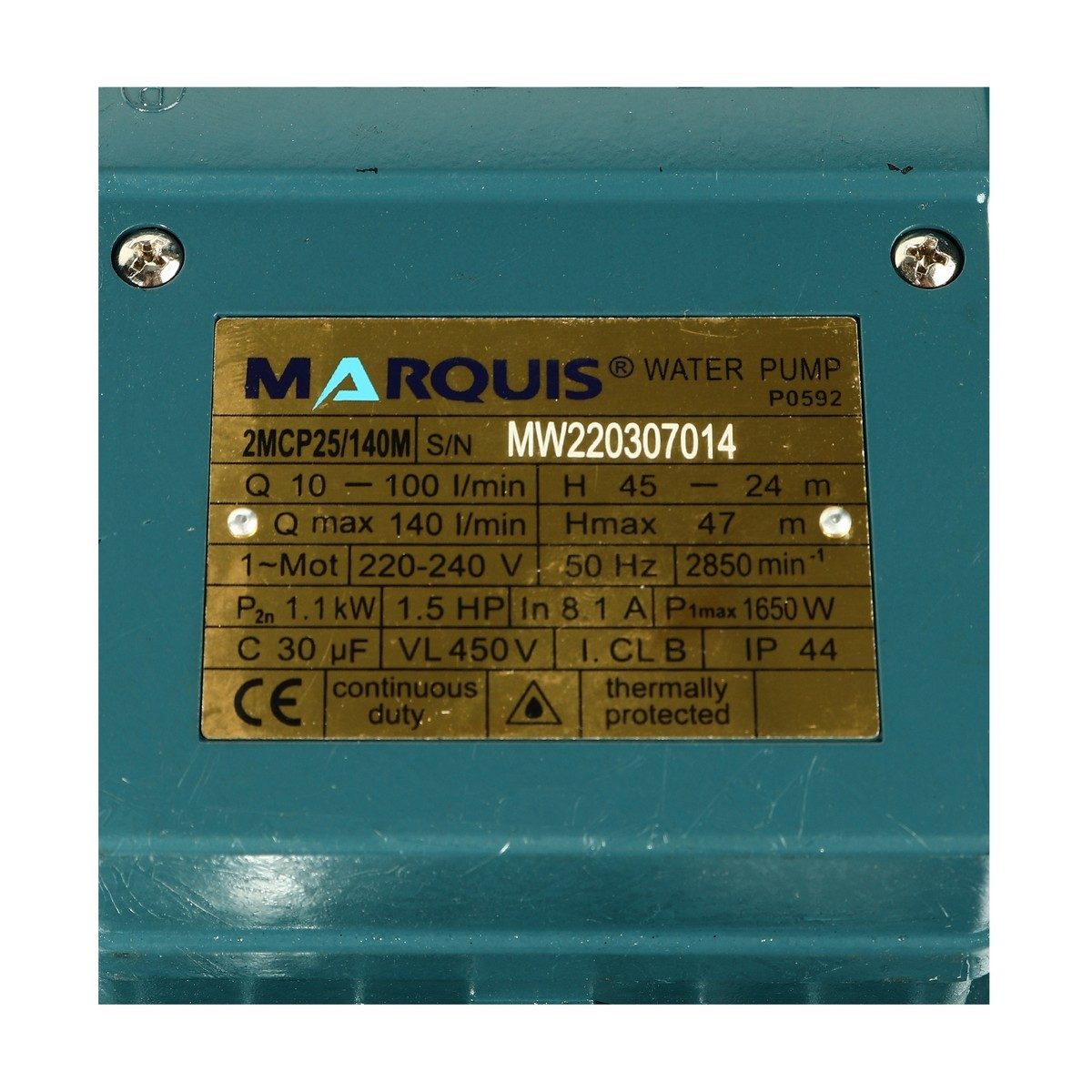 2MCP25/140M ปั๊มหอยโข่ง 2 ใบพัด 1.5HP