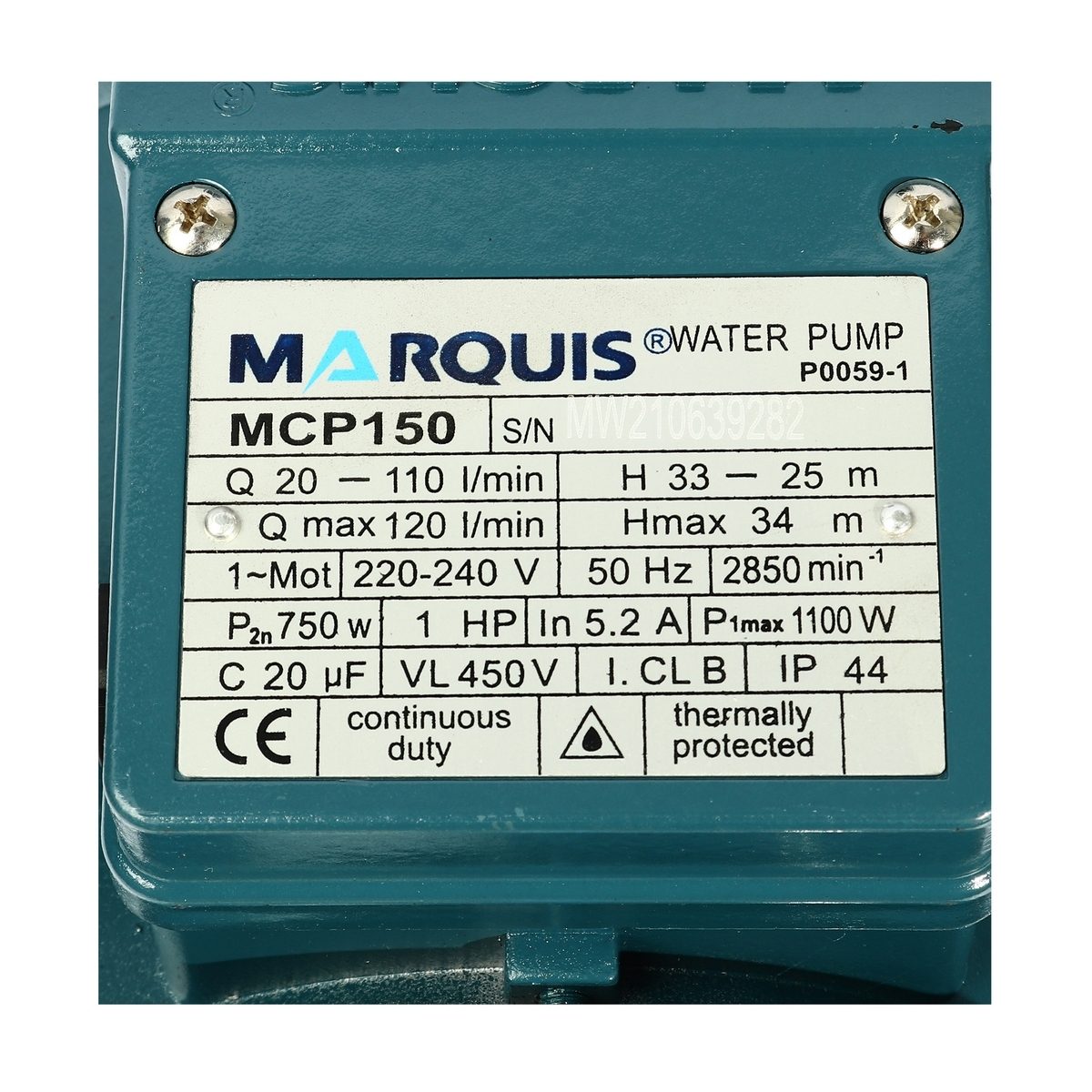 MCP150(น้ำมาก)ปั๊มหอยโข่งท่อส่ง 1" 1HP