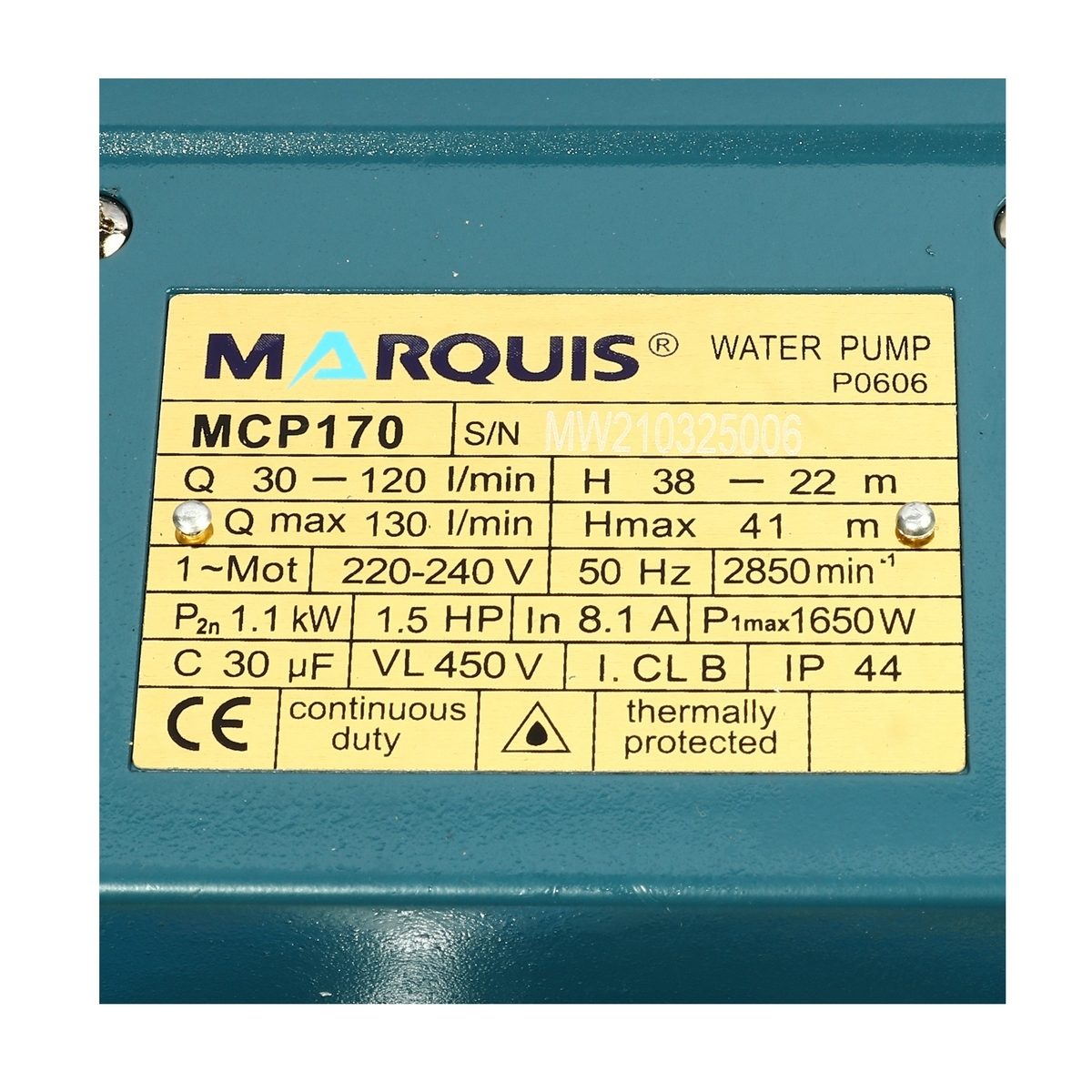 MCP170 ปั๊มหอยโข่งท่อส่ง 1" 1.5HP