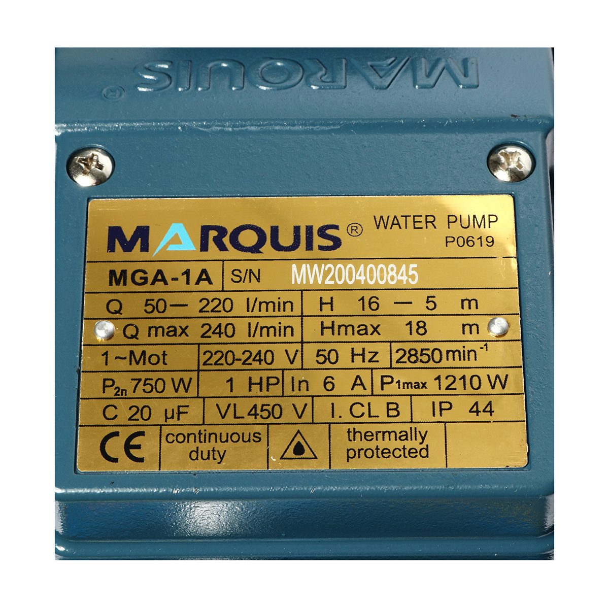 MGA/1A ปั๊มหอยโข่ง น้ำกลาง 1 HP - 1.5"