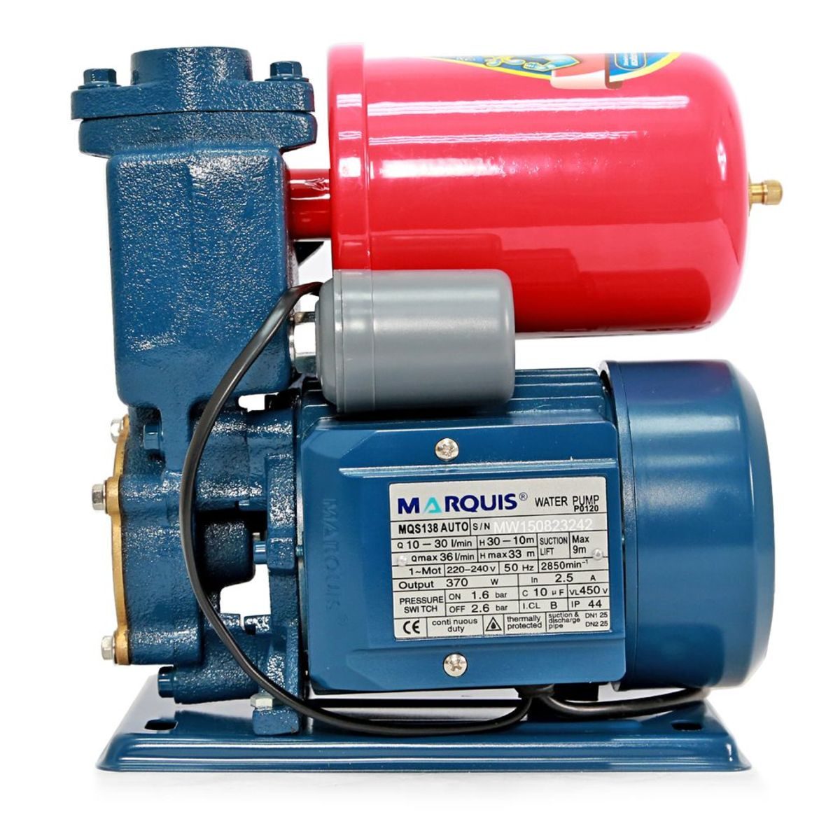 ปั๊มน้ำอัตโนมัติ MARQUIS รุ่น MQS138 เป็นปั๊มน้ำหอยโข่งใบพัดคู่