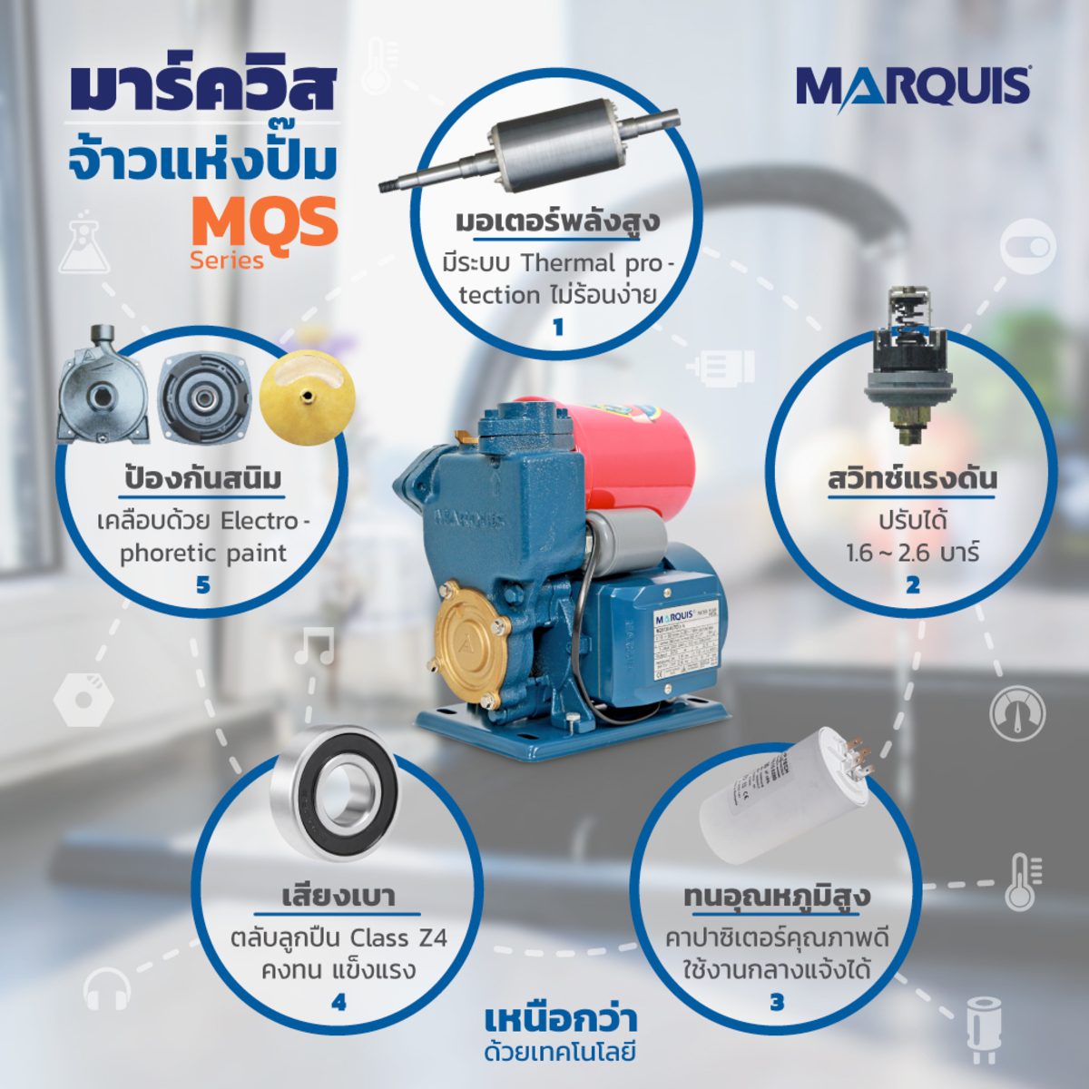 MQS338A-2 ปั๊มน้ำแบบอัตโนมัติดูดเอง