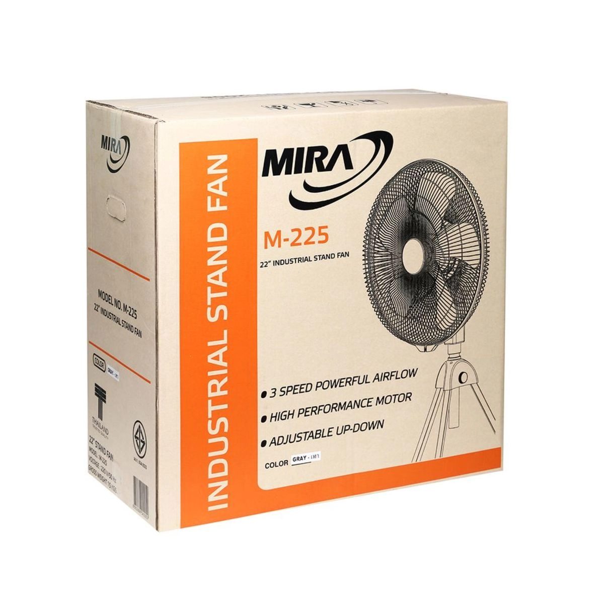 M225 พัดลม 22"อุตสาหกรรมสามขา(สีเทา)