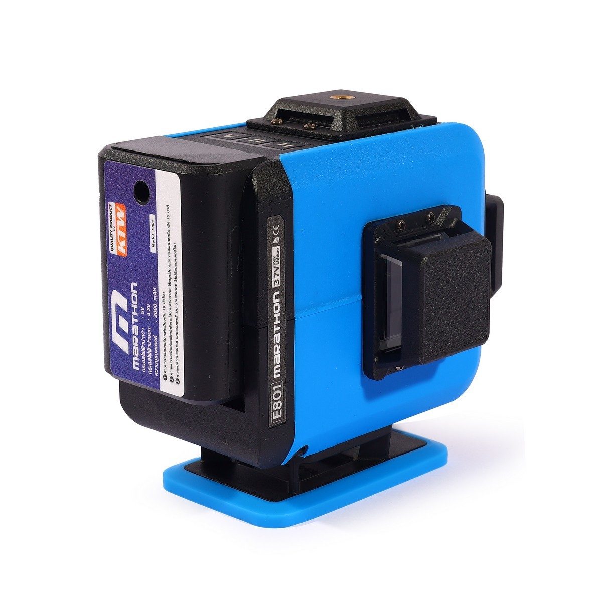 MARATHON เครื่องวัดระดับเลเซอร์แสงเขียว 12 เส้น และถ่านแบตเตอรี่ Li-ion 2 ก้อน รุ่น E801 พร้อมขาตั้ง 1.2 เมตร สำหรับใช้ภายในอาคาร และภายนอกอ