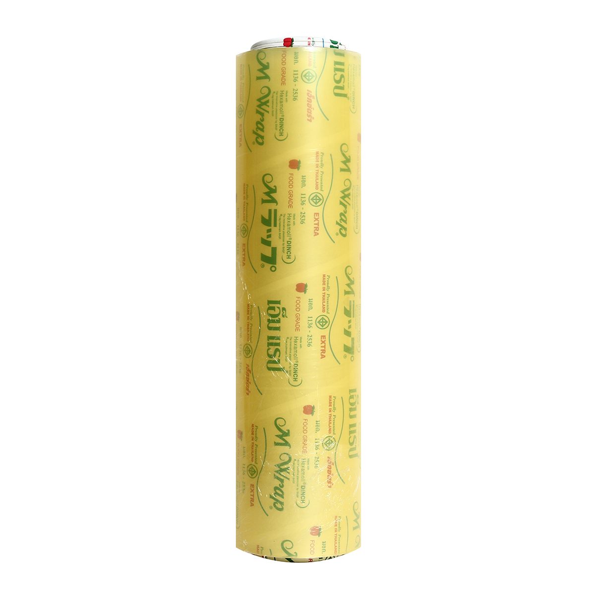 ฟิล์มถนอมอาหาร เอ็ม แรป (M WRAP) ความกว้าง 45 ซม. ความยาว 600 ม. ความหนาของเนื้อฟิล์ม 9 ไมครอน ช่วยรักษาความสดและรสชาติของอาหาร ฟิล์มมีความย