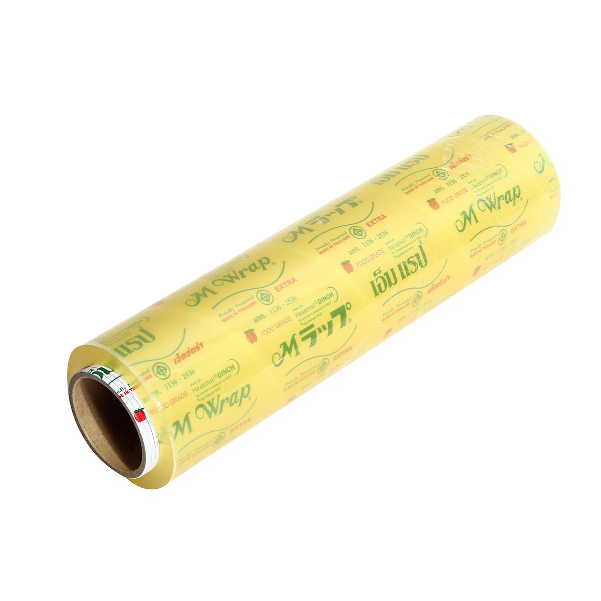ฟิล์มถนอมอาหาร เอ็ม แรป (M WRAP) ความกว้าง 45 ซม. ความยาว 600 ม. ความหนาของเนื้อฟิล์ม 9 ไมครอน ช่วยรักษาความสดและรสชาติของอาหาร ฟิล์มมีความย
