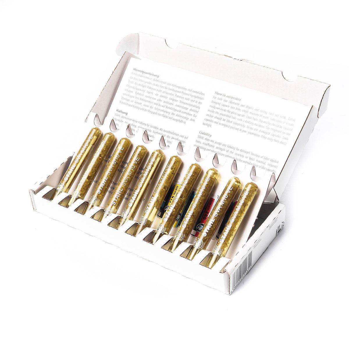 พุกเคมีแบบปั่น M10 STAHL-SERIES แบรนด์ เอ็มอาร์-เมทัล MR METAL รุ่น SVA-VE-10 น้ำยาเคมีหลอดแก้วใช้คู่กับสตัดพุกเคมีสำหรับติดตั้งกับวัสดุ เช่