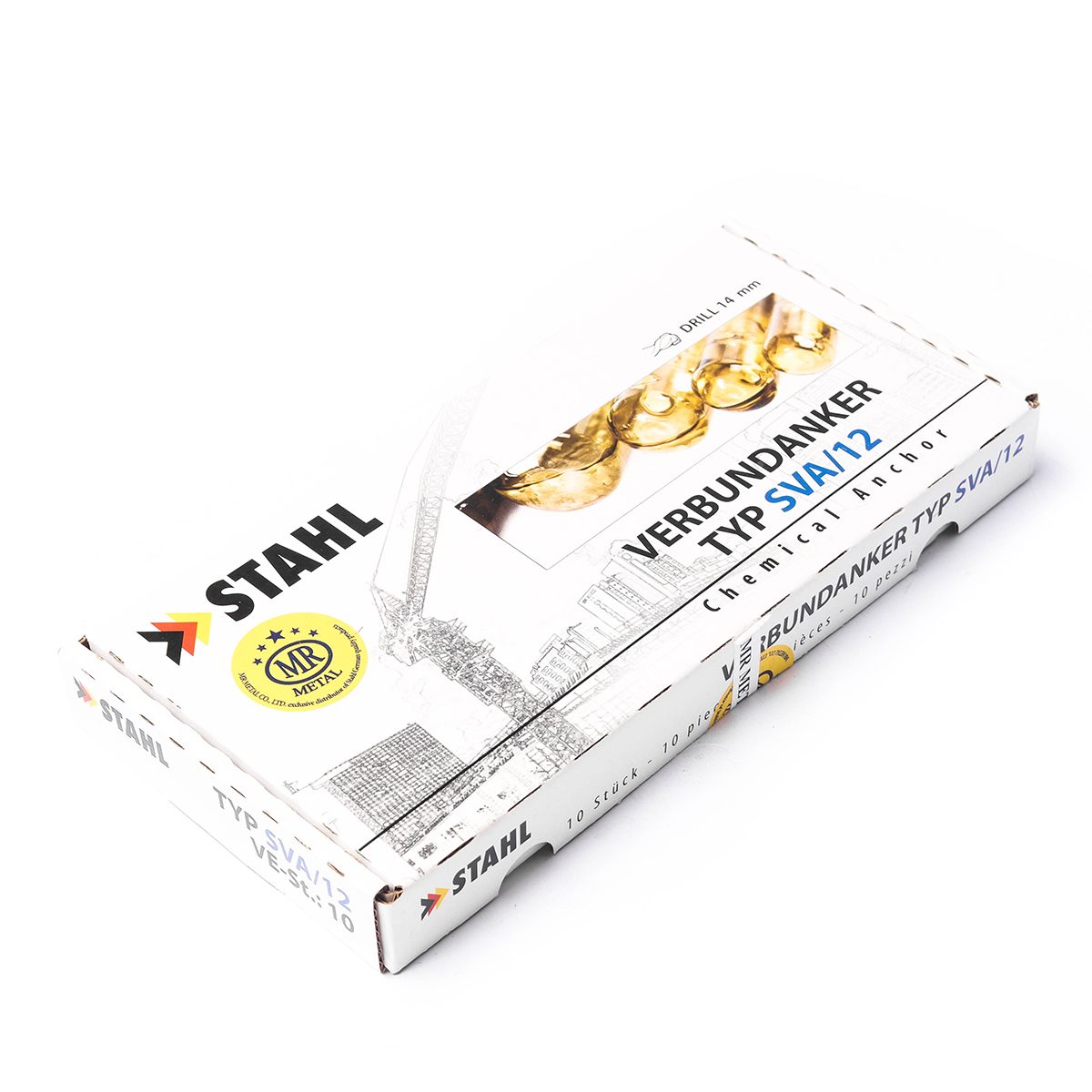 พุกเคมีแบบปั่น M12 STAHL-SERIES แบรนด์ เอ็มอาร์-เมทัล MR METAL รุ่น SVA-VE-12 น้ำยาเคมีหลอดแก้วใช้คู่กับสตัดพุกเคมีสำหรับติดตั้งกับวัสดุ เช่