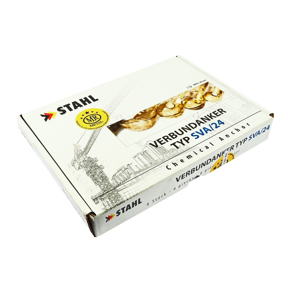 พุกเคมีแบบปั่น M24 STAHL-SERIES แบรนด์ เอ็มอาร์-เมทัล MR METAL รุ่น SVA-VE-24 น้ำยาเคมีหลอดแก้วใช้คู่กับสตัดพุกเคมีสำหรับติดตั้งกับวัสดุ เช่