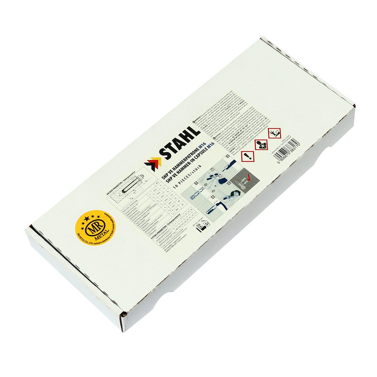 MR METAL พุกเคมีแบบตอก M16 STAHL-SERIES รุ่น SHP-VE-16 (10 ชิ้น/กล่อง) น้ำยาเคมีหลอดแก้วใช้คู่กับสตัดพุกเคมี หรือ เหล็กข้ออ้อย สำหรับติดตั้ง