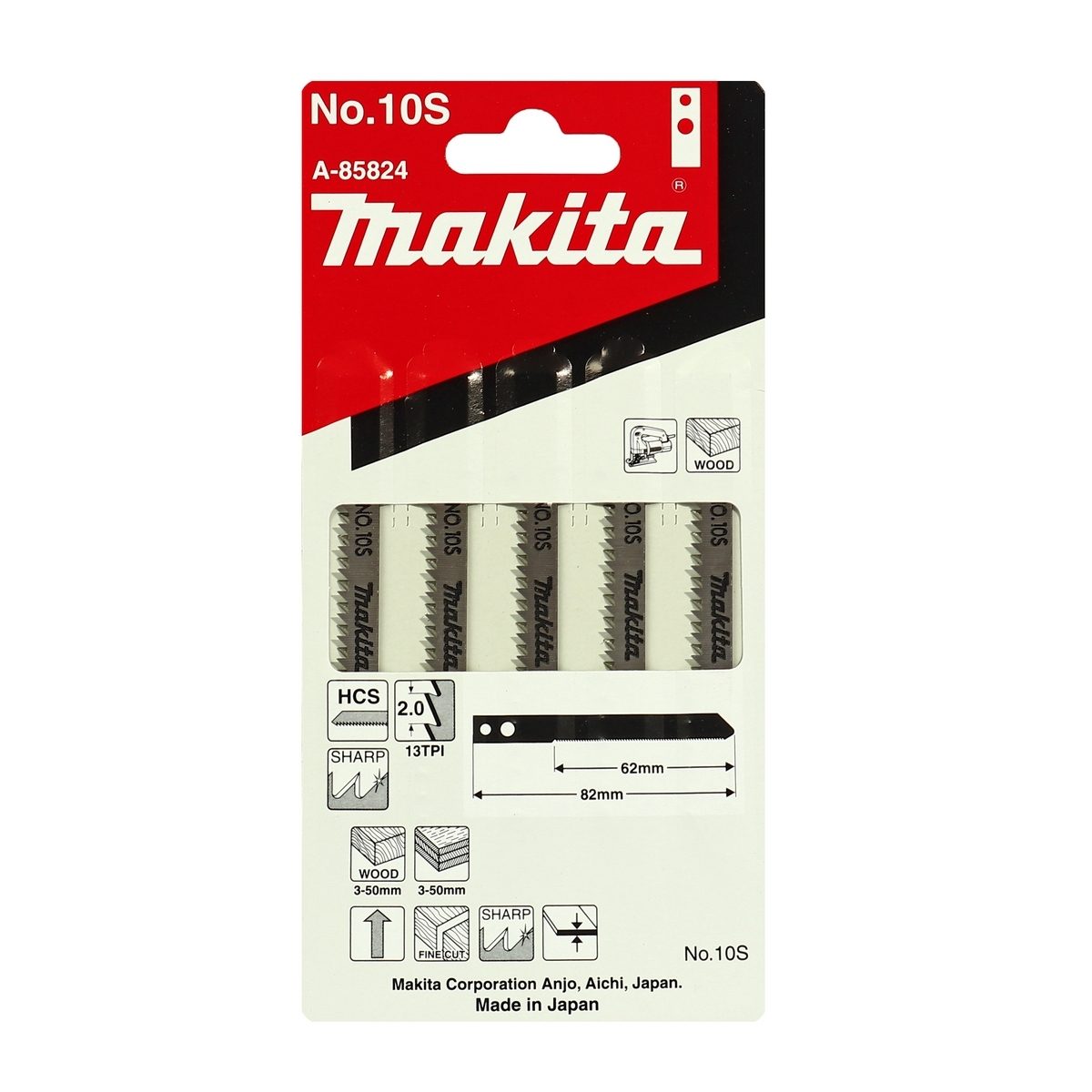 ใบเลื่อยจิกซอ NO.10S (5ใบ/1PAC) A-85824